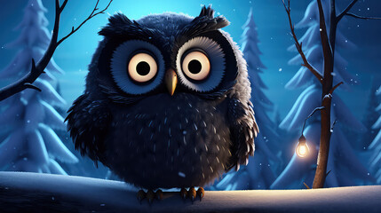 A photo of Black Owl in night background