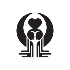 Affectionate Valentine Silhouette: Loving Embrace, Romantic Shadows, Ephemeral Love - Black vector Valentine Day Silhouette, Valentine Stock Vector
