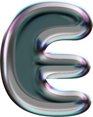 Chrome Liquid Blob Alphabet Letter E