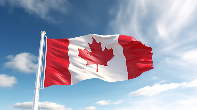 Canada flag,  flag and beautiful Canadian landscapes, Generative Ai
