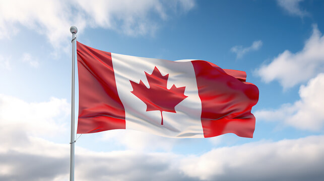 Canada flag,  flag and beautiful Canadian landscapes, Generative Ai