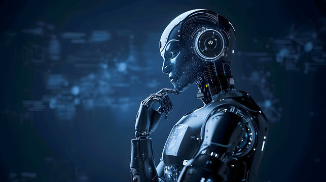 Thinking robot with artificial intelligence.