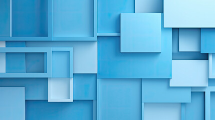 blue color scheme 3d paper collage geometric style ai technology concept background with copy space. - obrazy, fototapety, plakaty