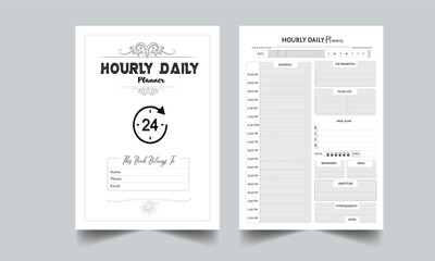 Hourly Daily Planner. Daily Gratitude Monthly & Yearly Undated Planner. Journal. Printable Gratitude Journal. Planner Bundle Design. Printable Planner Set with cover page layout template