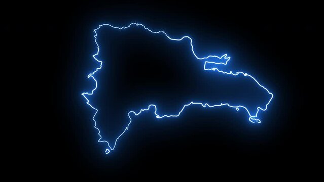 Animated video of the Dominican Republic map icon with a glowing neon effect