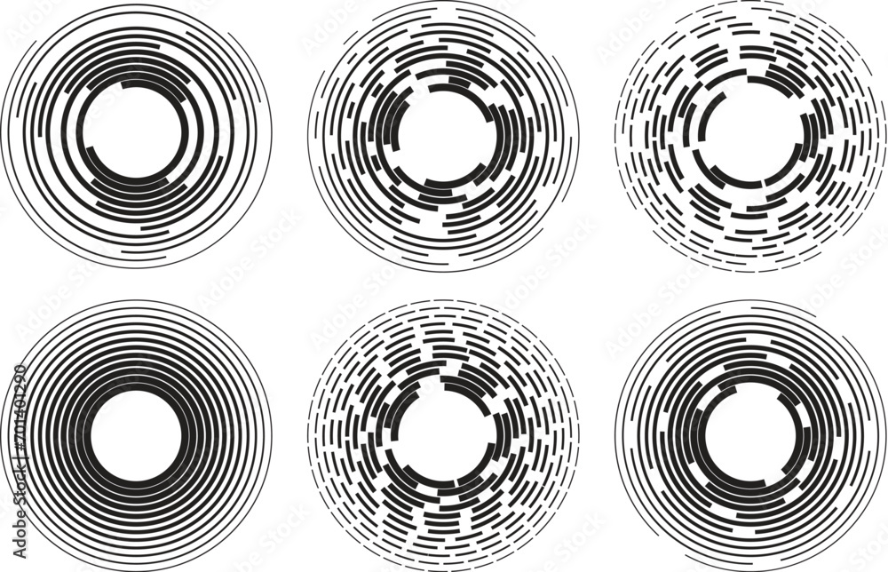 Poster vector abstract radial background of concentric ripple circles