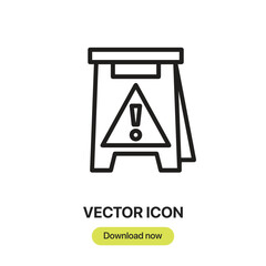 Wet Floor icon vector. Linear-style sign for mobile concept and web design. Wet Floor symbol illustration. Pixel vector graphics - Vector.