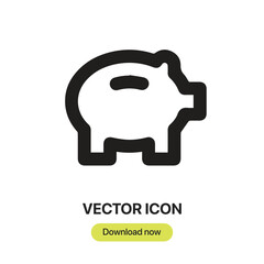 Piggy Bank icon vector. Linear-style sign for mobile concept and web design. Piggy Bank symbol illustration. Pixel vector graphics - Vector.