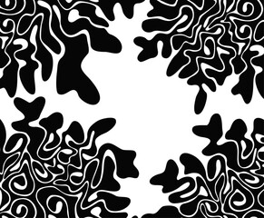 Square format illustration with curved elegant vector drawing shapes black color on a white background