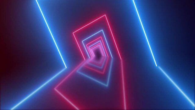 square shape abstract 4k neon background video