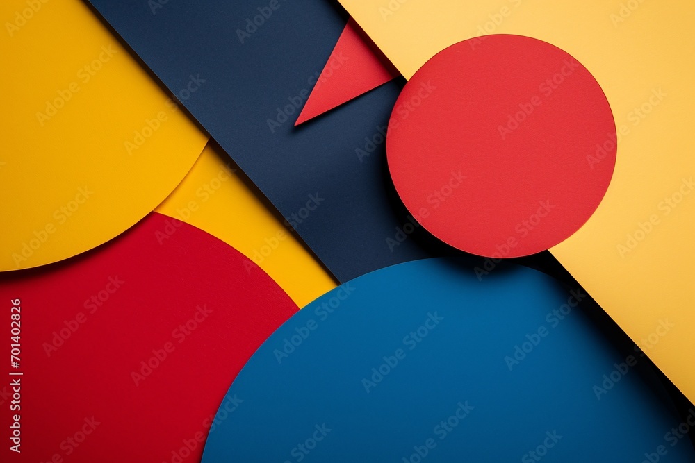 Poster colorful geometric shapes in a row generative ai