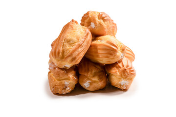 Sweet eclairs isolated on a white background.