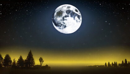Fototapeta na wymiar Night sky with stars and full moon. 3d rendering illustration