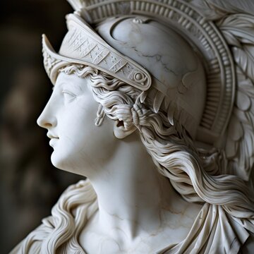A white marble statue of a woman with a laurel wreath on her head Generative AI