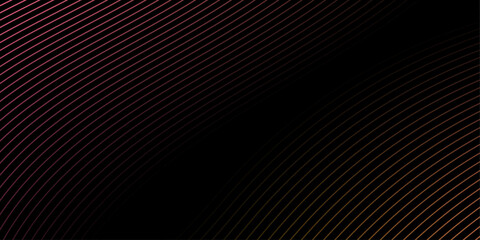 Abstract background with waves for banner. Medium banner size. Vector background with lines. Element for design isolated on black. Black and colorful
