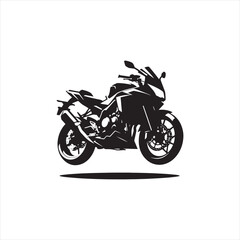 Obraz na płótnie Canvas Joyful Ride: Silhouette of Bike with Happy Rider - Black Vector Bike Silhouette, Motorbike Stock Vector 