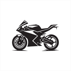 Cycling Adventure: Bike Silhouette on Open Roads - Black Vector Bike Silhouette, Motorbike Stock Vector
