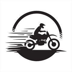 Speedy Commute: Cyclist's Silhouette in Fast Motion - Motorbike Stock Vector, Black Vector Bike Silhouette

