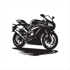 Speed and Grace: Cyclist's Silhouette in Full Motion - Motorbike Stock Vector, Black Vector Bike Silhouette
