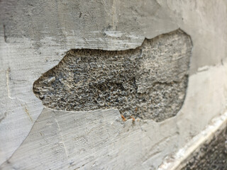 close up of concrete wall degradation