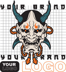 Oni japanese devil mask, Vector illustration