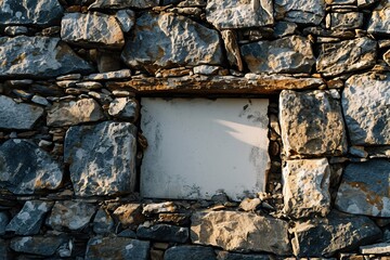 A window in a stone wall. Generative AI