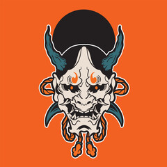 Oni japanese devil mask, Vector illustration