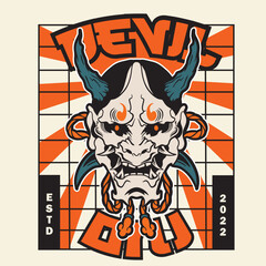 Oni japanese devil mask, Vector illustration