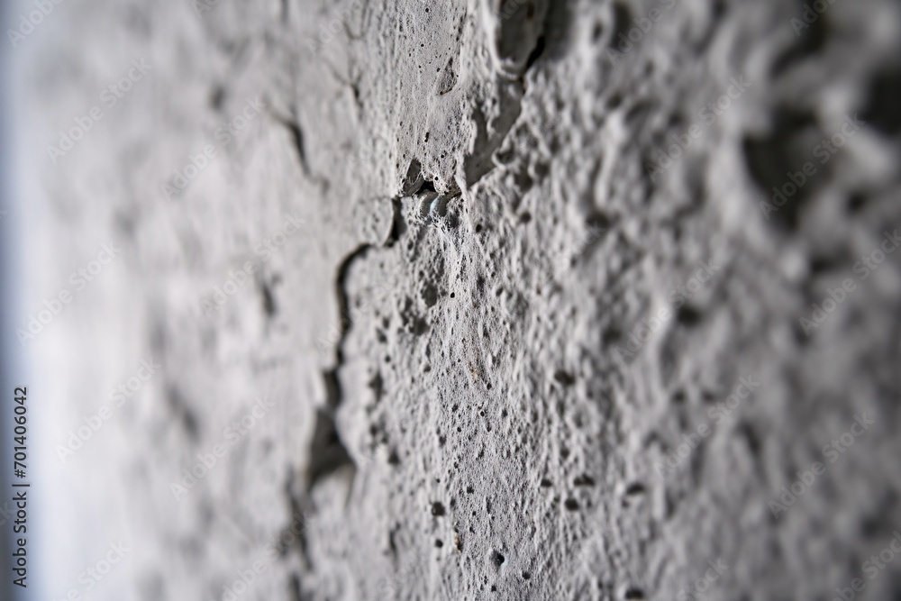 Poster a close-up of a wall with a small blue object on it. generative ai
