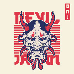 Oni japanese devil mask, Vector illustration