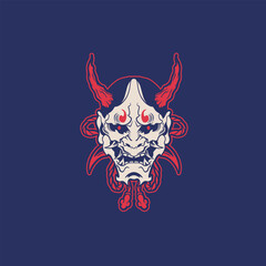 Obraz premium Oni japanese devil mask, Vector illustration