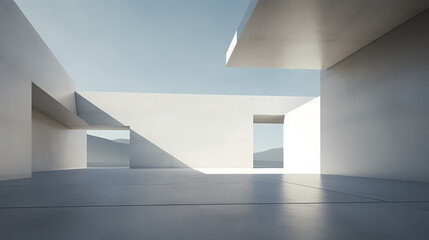 3d render of abstract futuristic architecture with empty concrete floor