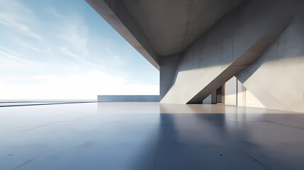 Obraz premium 3d render of abstract futuristic architecture with empty concrete floor