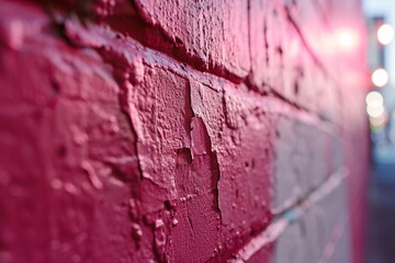 Pink Brick Wall with Peeling Paint Generative AI