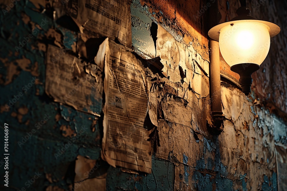Poster Dilapidated Wall with Rust and Peeling Paint Generative AI