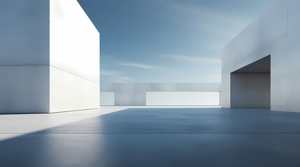 3d render of abstract futuristic architecture with empty concrete floor