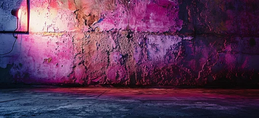 Foto op Aluminium A pink and purple wall with a brick texture Generative AI © Bipul Kumar