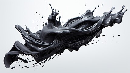 A splash of black paint. Dynamic form made of black liquid material. Abstract composition for graphic design.