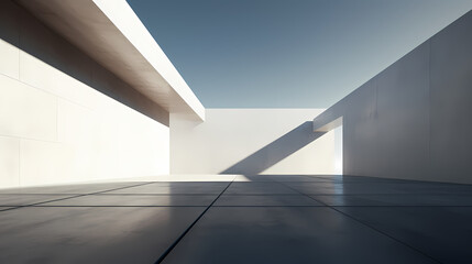 Obraz premium 3d render of abstract futuristic architecture with empty concrete floor