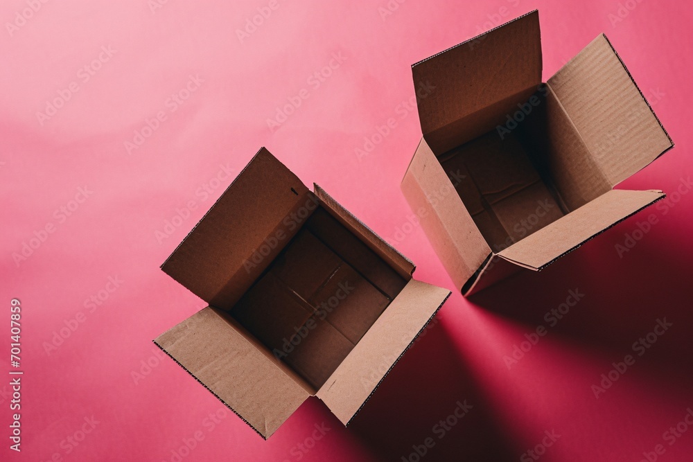 Poster two brown boxes with nothing inside generative ai