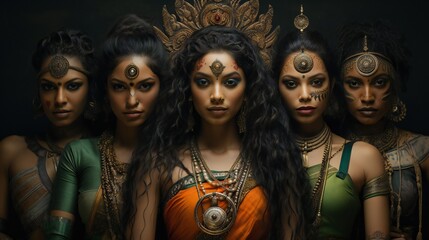 Fototapeta premium Empowered Faces: Individual portraits interwoven to showcase the empowered expressions of women