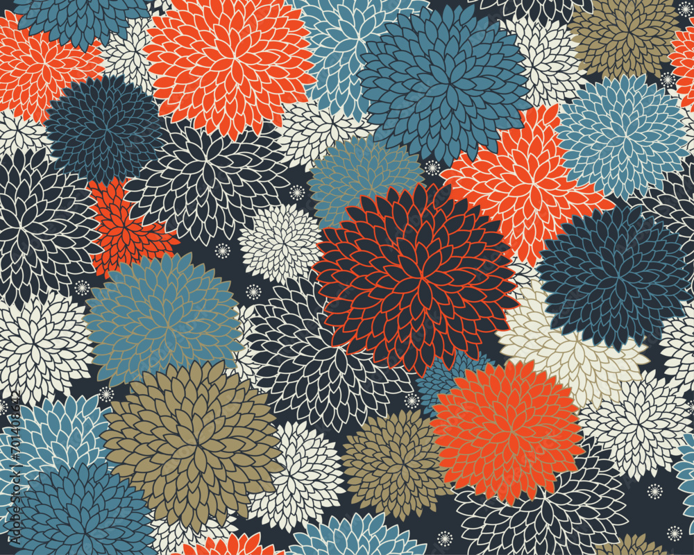 Poster Floral pattern from aster buds. Vector pattern for print and seamless surfaces of aster.