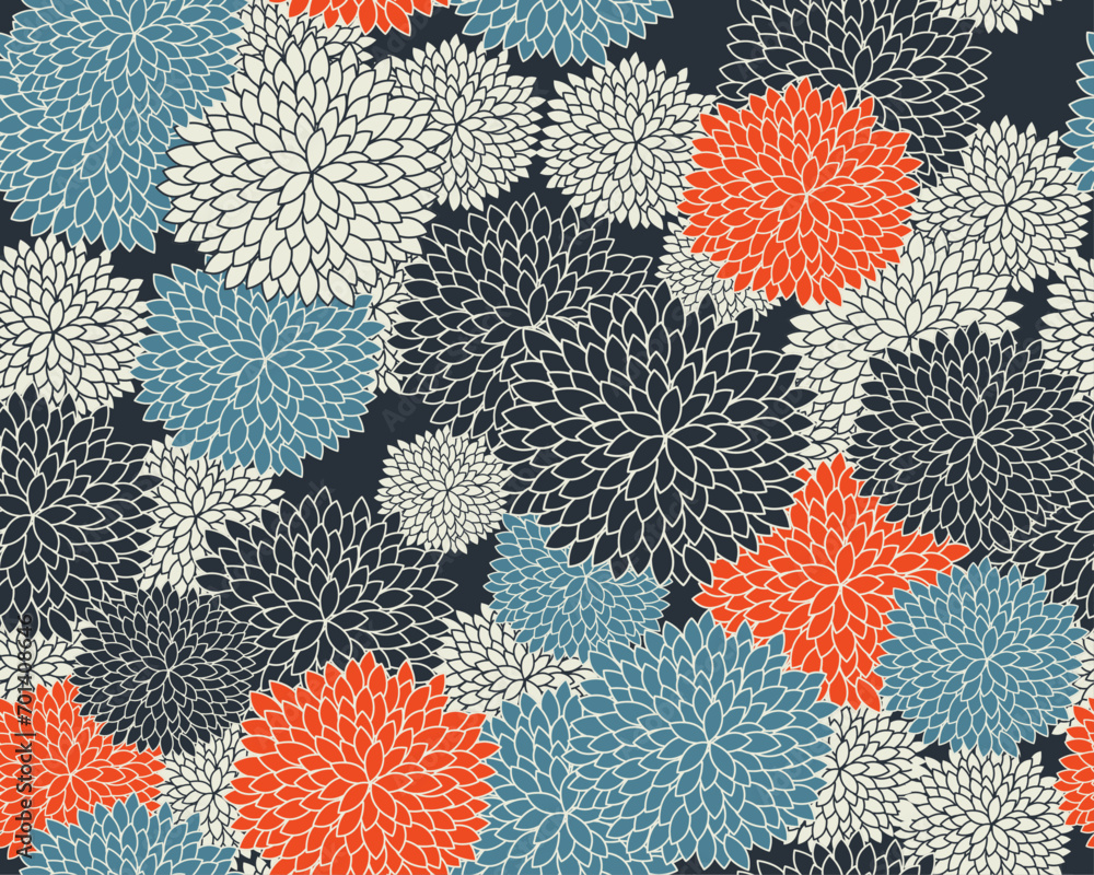 Poster beautiful textile pattern of aster flowers. vector pattern for print and seamless surfaces of aster.