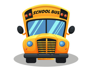 Isolated school bus. Vector yellow and cartoon school bus.
