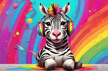zebra with color background
