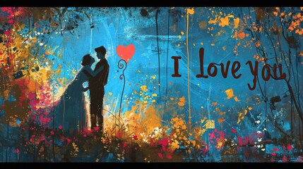 Wedding Couple on Abstract Grunge Background with Hearts