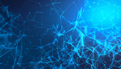 Blue Geometric Shapes Connection and Web Concept Digital Communication background