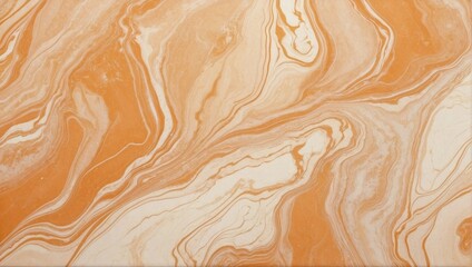 Luxurious marble texture in pastel orange and peach custard tones, flowing smoothly with wavy lines and soft color transitions for a subtle and warm appeal.