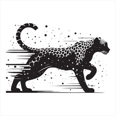 Fototapeta premium Rapid Pursuit: Leopard's Running Silhouette with Dynamic Grace - Running leopard Silhouette, Leopard Black Vector Stock 