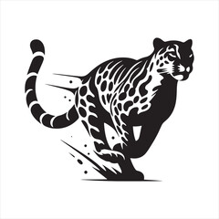 Pouncing Panther: Running Leopard Silhouette in Full Momentum - Running leopard Silhouette, Leopard Black Vector Stock
 - obrazy, fototapety, plakaty